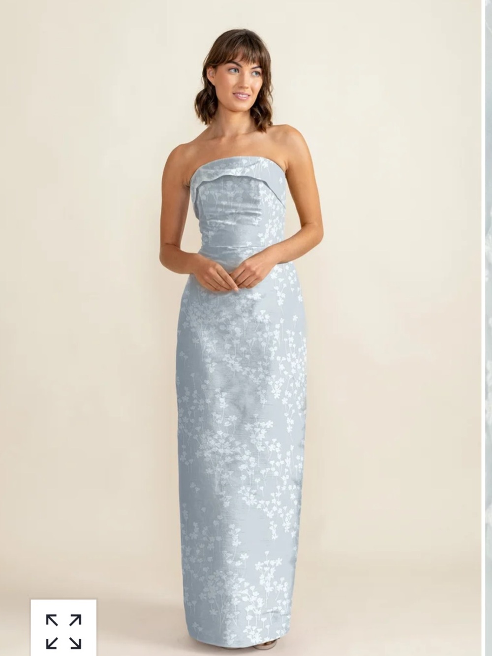 Lula Kate Strapless Pale Blue Floral Jacquard Ava Gown